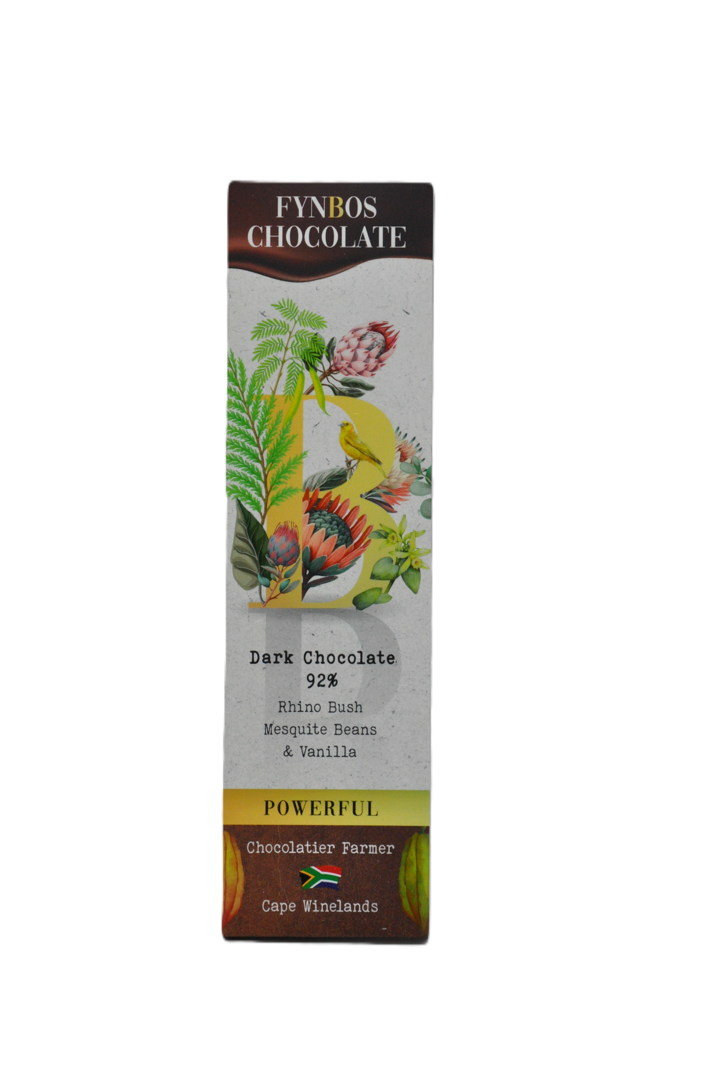 FYNBOS-B chocolate slab, 92% dark, Powerful